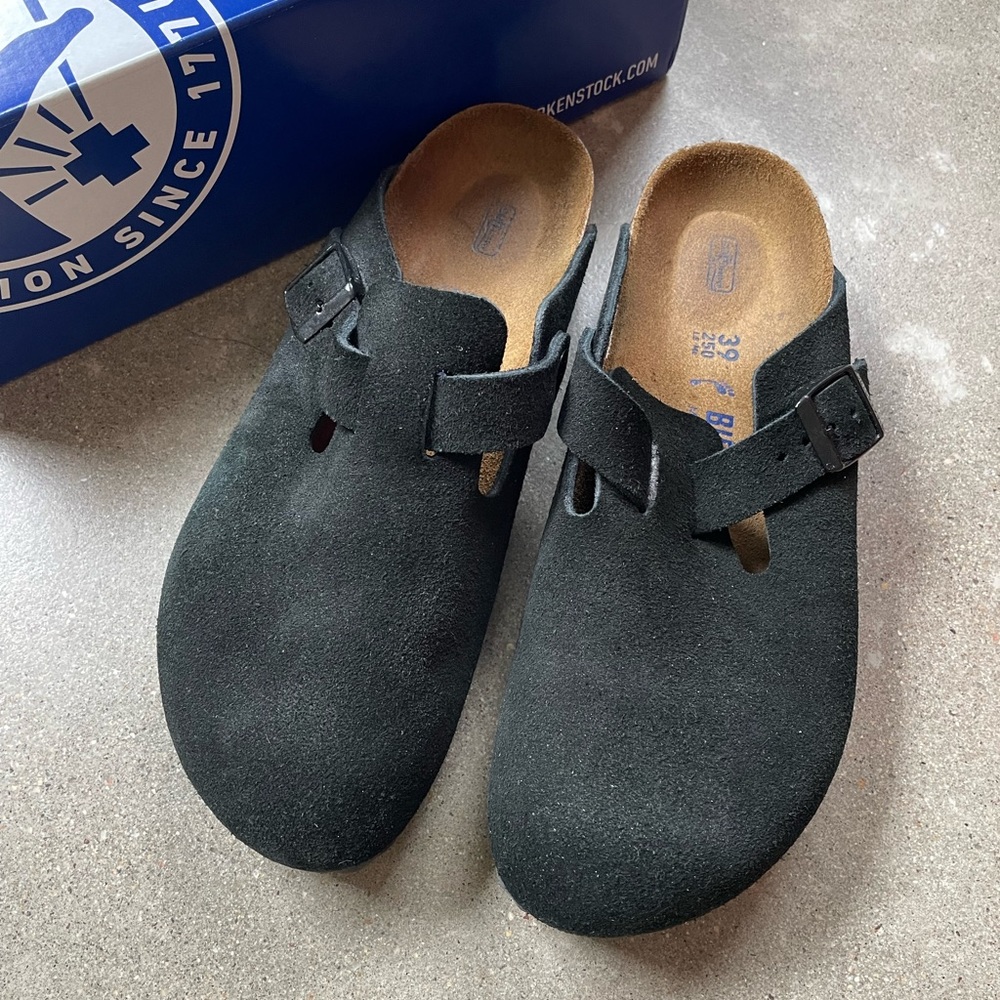 Birkenstock Boston black leather suede 39 normal/narrow